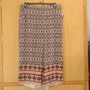 +SZ NWT Brown/Orange Rough Hem Palazzo Pants SZ 1X By Democracy